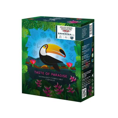 Sticky White Chocolate Decaf Nespresso Compatible Coffee Capsules, Taste of Paradise brand