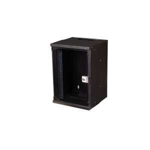 Szafa rackowa Equip EWM-09-3030-B 9U do montażu na ścianie, czarna, widok z przodu - Szafa rack