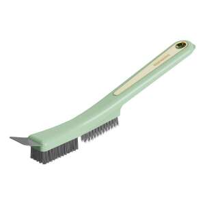 Green stovetop cleaning brush with long handle and scraper, Flippy brand - Cleaning brush