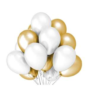 Set of 10 metallic latex balloons, 5 white and 5 nude, 23 cm, Flippy Party model - Balloon