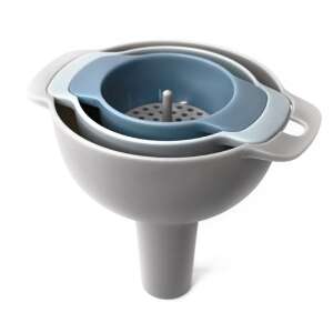 Multifunctional Funnel Set with Filter, Flippy, 4 in 1, Plastic, 11 x 10 cm, Blue - Strainer & Sieve