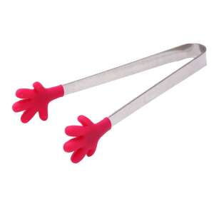 Clește pentru mâncare din silicon roșu în formă de mână, oțel inoxidabil, ustensile de bucătărie - Pense alimentare