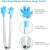 Blue silicone hand shaped tongs, stainless steel, kitchen tool, detail view