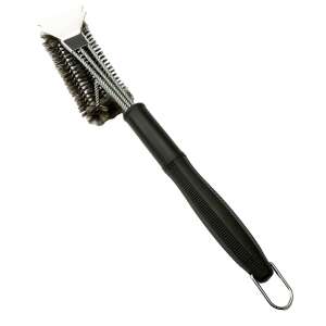 Grill brush with scraper, Flippy, 45 cm handle, stainless steel, black - Garden Grill, BBQ Accessory
