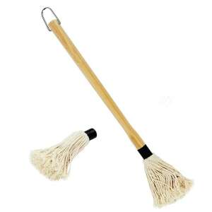 Cotton basting brush with wooden handle, Flippy basting brush, basting brush for grilling, basting brush for oil and sauces, 45.5 x 4.5 cm, brown - Garden Grill, BBQ Accessory