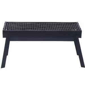 Black metal portable grill, Flippy, for picnics, camping, garden, terrace, compact size, 60x22x23 cm - Kitchen & dining