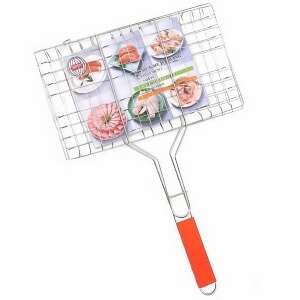 Flippy grill for fish and meat, stainless steel, with handle, portable, silver - Garden Grill & BBQ Tool