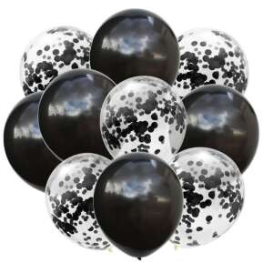 Set of 10 black and confetti latex balloons, 25 cm, for party decorations - Balloon