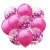 Set of 10 pink latex balloons with confetti, 5 pink and 5 clear with confetti, 25 cm