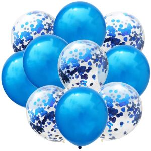 KipHome Set of 10 Blue and Confetti Party Balloons - Balloon