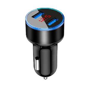 Încărcător auto negru cu două porturi USB și afișaj digital - Incarcatoare auto