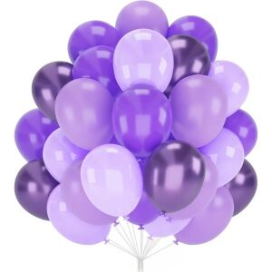 Set 10 baloane din latex cromate mov KipHome, 23 cm, decoratiuni petrecere - Baloane