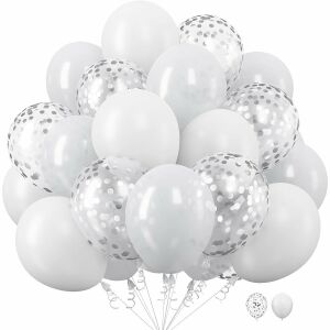 KipHome set of white and confetti balloons, party decoration - Balloon