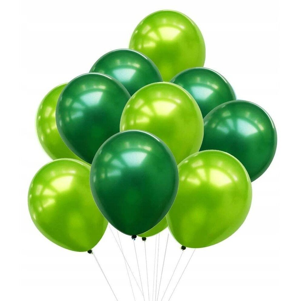 Set of 10 Chrome Latex Balloons, Flippy, Party Model, 23 cm, Different Shades of Green, 2.2 g