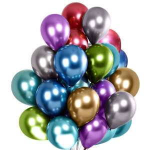 Set of 50 chrome latex balloons, multicolor, 23 cm, for parties - Balloon