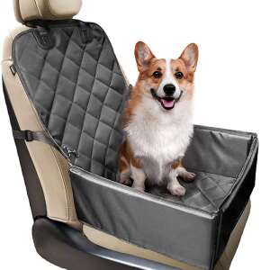 Transportor auto pentru animale de companie KeepHome pentru câini mici, gri, cu corgi în interior - Transportator, cutie de mașină pentru animale de companie