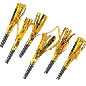 Set of 6 gold party blowouts with streamers - Party Decoration