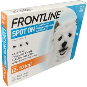 Frontline Spot On kutyáknak S (2-10 kg) (0.67 ml / pipetta | 3 pipetta) 94022379 Bolha- és kullancsriasztó
