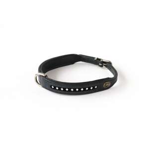 Bőr Kutyanyakörv - Négyzet Kövek - Fekete - 50 cm