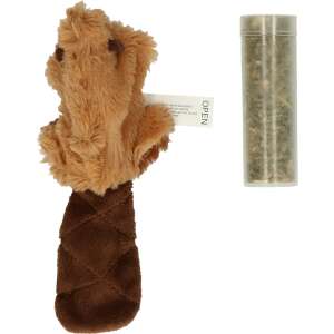 KONG Cat újratölthető macskagyökér hód plüss macskajáték, barna hód plüss játék macskagyökérrel - Cat