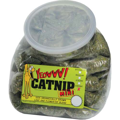 Yeowww! Macskagyökér Minis, 50 db-os csomag, 100% bio termesztett levél és virágcsúcs keverék, macskagyökér játékok macskáknak