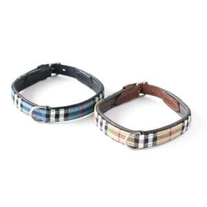 Elegáns Kutya Nyakörv - Gyémánt Minta - Fekete Bőr - 35 cm