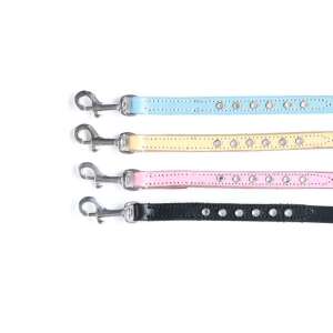 Bőr Kutyapóráz - Fehér Köves - 100cm