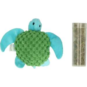 KONG Cat újratölthető macskagyökér teknős macskajáték, zöld és kék plüss teknős macskagyökérrel - Cat