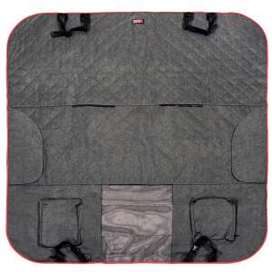 KONG 2 az 1-ben autós üléshuzat, szürke piros szegéllyel, védi az üléseket a szennyeződéstől és a foltoktól, zsebekkel és hálós ablakkal - KONG