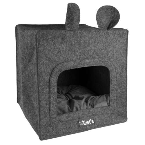 Let's Sleep Pet Cave Chunk Antracit macskaágy, kényelmes és puha fekhely macskának, újrahasznosított anyagokból készült