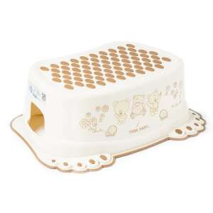 Tega Baby Bären-Tritthocker, weiß mit braunem Bären-Design, rutschfeste Oberfläche, für Kinder - Kinderhocker
