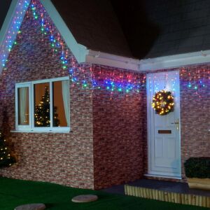 Flippy Christmas LED Icicle Lights decorating a house - Christmas