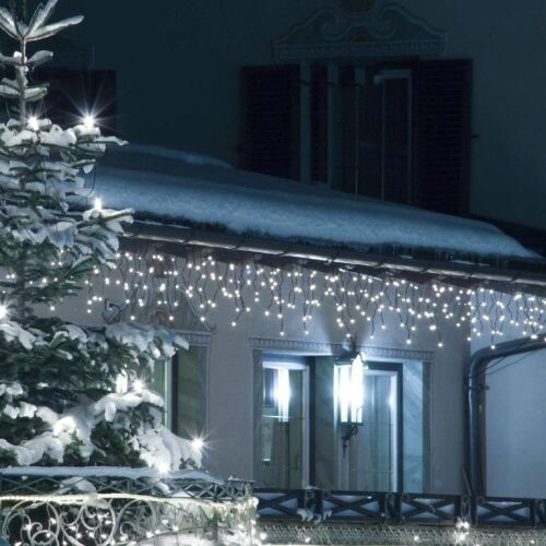 Instalatie Craciun Turturi, IP44, 34 m, 990 Led-uri ,Perdea Franjurata, Alb rece, 8 jocuri de lumini, Transformator 31 V, Putere 9 W, Interconectabila, Interior/Exterior, Prelungitor 3 m incl