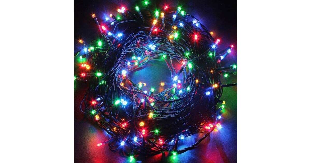 Turturi Christmas Light Curtain, IP44, 10 m, 286 LEDs, Fringed Curtain, Multicolored, 8 Light Modes, 31 V Transformer, 9 W Power, Connectable, Indoor/Outdoor, 3 m Extension Cord, White Wire 107484001