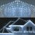 Flippy blue LED icicle lights on house and roof