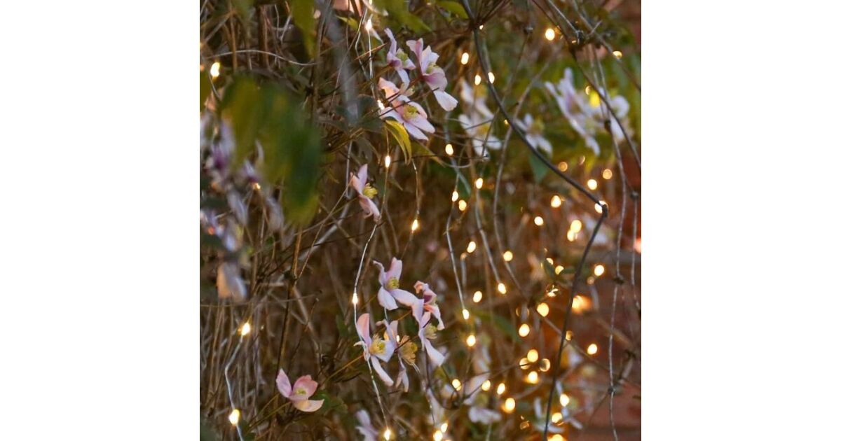 Pigeon-type Christmas light string, IP44, 15 m, 429 LEDs, Warm white, 8 light modes, 31 V, Connectable, with 3 m extension cord, Copper wire, Flippy, Indoor/Outdoor 107491291