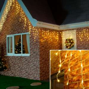 Коледни светлини Flippy Premium Fringe с мигане, топло бели светодиоди, украсяващи къща - Lightshine