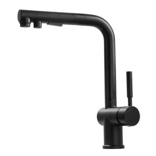 Austler FH-3370EE-P fekete konyhai csaptelep kihúzható zuhanyfejjel