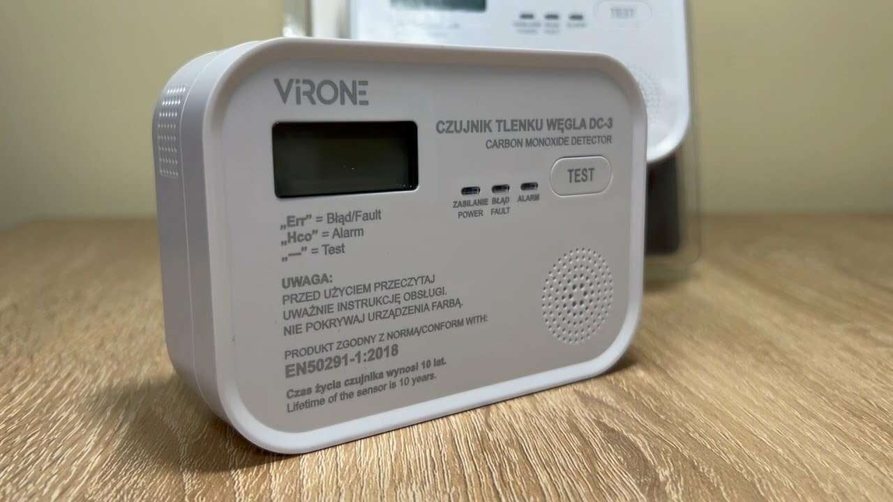 VIRONE DC-3 Szén-monoxid érzékelő CO, 3 x AA, LCD, TEST gomb, fehér 10év élettartam