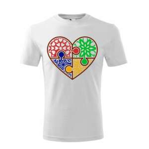 Autizmus Tudatosság Póló Szív Puzzle Mintával - Ajándék póló