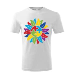 Személyre szabott Autizmus Támogató póló színes kirakós virág dizájnnal - Ajándék póló