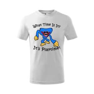 Egyedi Huggy Wuggy fehér póló gyerekeknek - Mikor van? Játékidő! - Ajándék póló