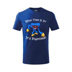 Kék Huggy Wuggy 'Mennyi az idő?' gyerek póló - Ajándék póló
