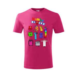 Személyre szabott rózsaszín póló gyerekeknek Számblokkok karakterekkel. Egyedi gyermek póló. - Ajándék póló