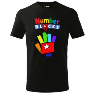 Személyre szabott fekete póló ''Number Blocks'' mintával gyerekeknek - Ajándék póló