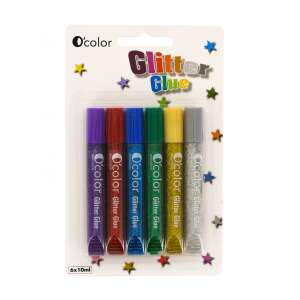 O'color Glitter Glue, 6 pack, 10ml each, colorful glitter glue sticks - Dometic