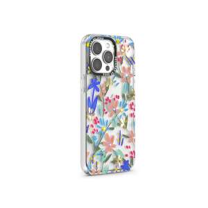 Devia Summer Flower Series Diamond tok az Apple iPhone 15 - F1-hez, átlátszó tok színes virágmintával - Devia