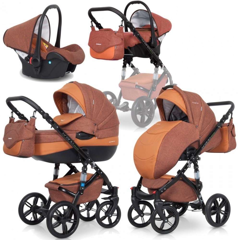 Riko Brano Natural 3in1 multifunkciós Babakocsi - barna-narancssárga