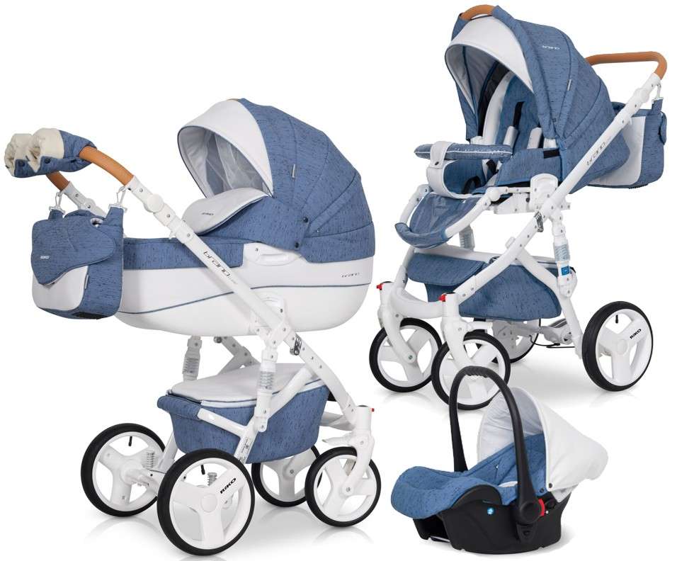 Riko Brano Luxe 3in1 multifunkciós Babakocsi - kék-fehér