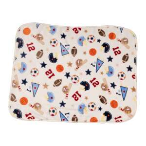 Rögbi mintás babatakaró, 70x90 cm, puha és kényelmes babáknak, tökéletes kisfiúknak - Babatakaró